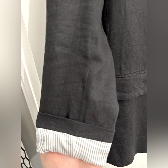 ZARA Linen Blazer with Printed Sleeves XS - Picture 4 of 15